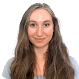 A woman with long brown hair smiling.